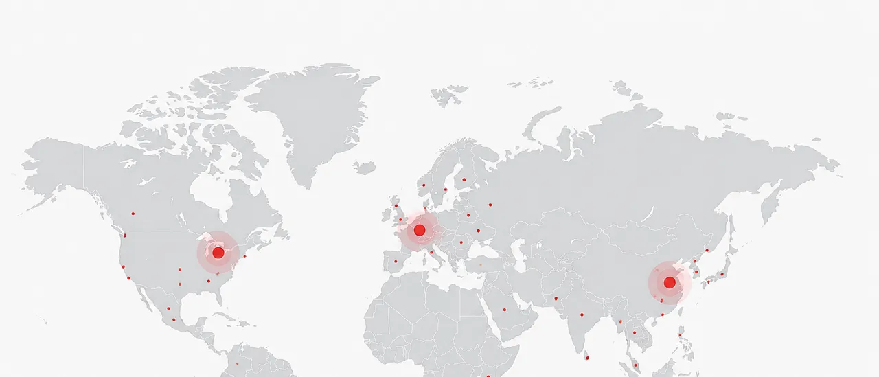 World map — markets & forward-stock regions